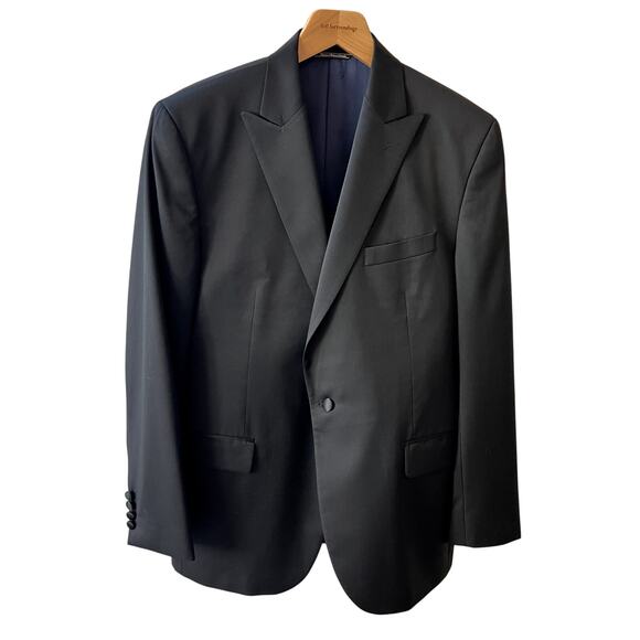 David Donahue Tuxedo Russell Jacket Over Coat Blazer Italian Super 120 Wool 44R - Picture 2 of 8